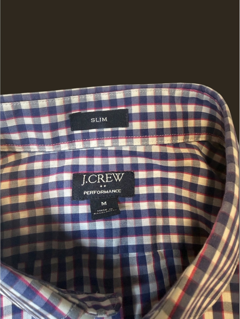J.Crew Size M Gingham Check Linen Slim Long Sleeve Button Down Shirt